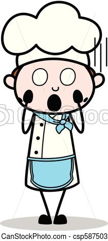 210x470 Cartoon Chef Screaming In Fear Face Expression Vector Illustration