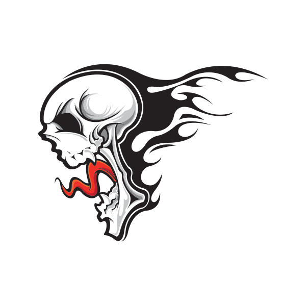 600x600 Printed Vinyl Screaming Flaming Skull Stickers Factory