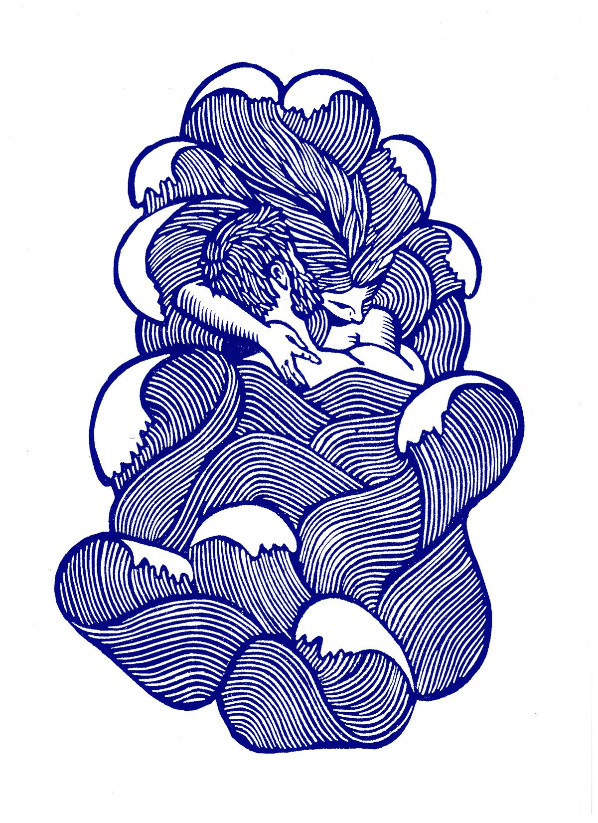 1200x1650 linocut and silkscreen print for the collaborative publication