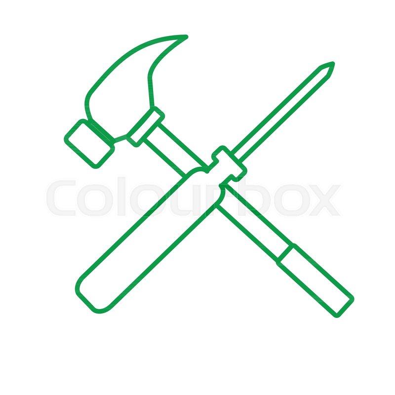 800x800 Outline Screwdriver Hammer Cross Stock Vector Colourbox