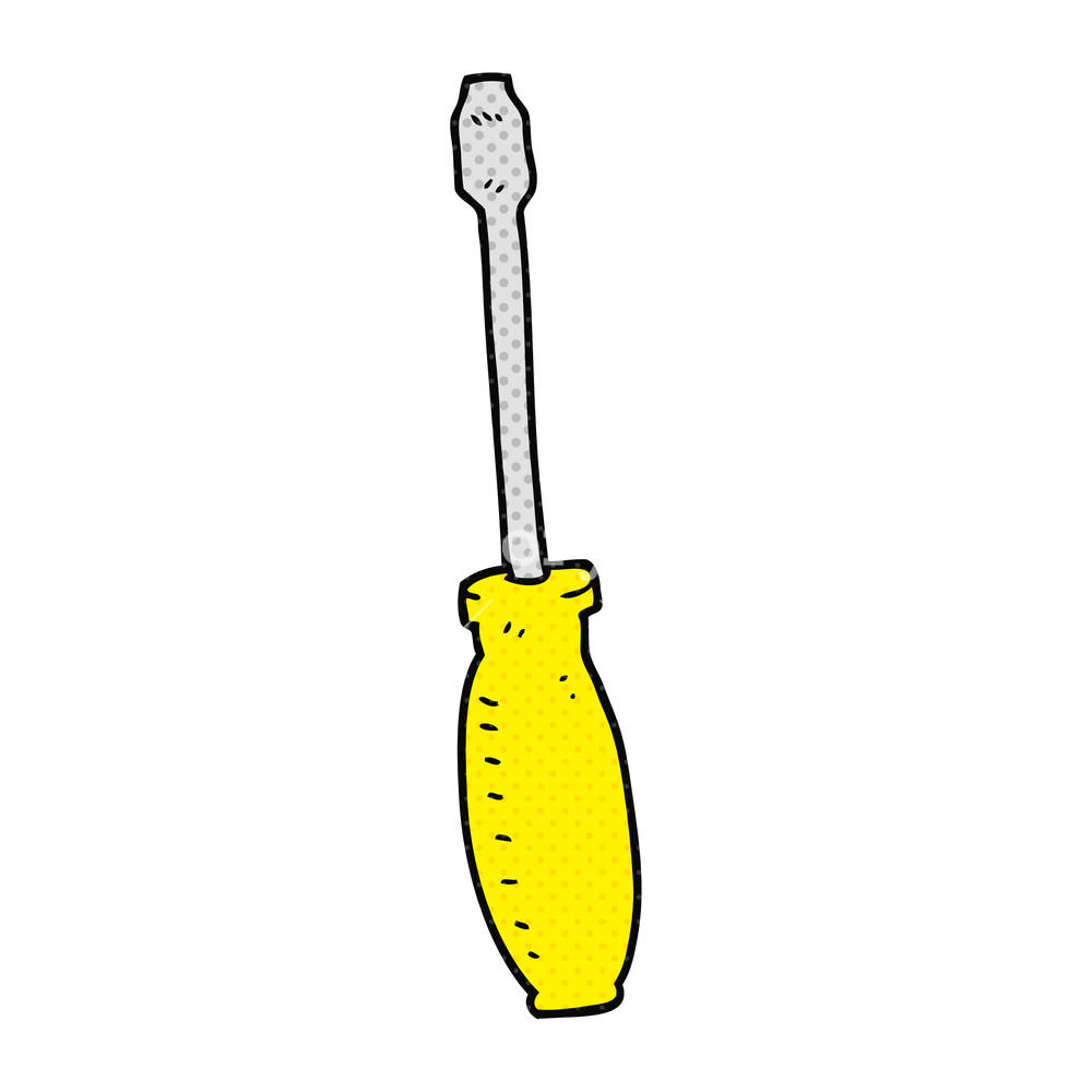 1000x1000 Freehand Drawn Cartoon Screwdriver Royalty Free Stock Image