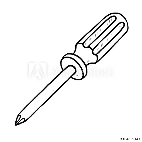 500x500 Screwdriver Cartoon Vector And Illustration, Black And White