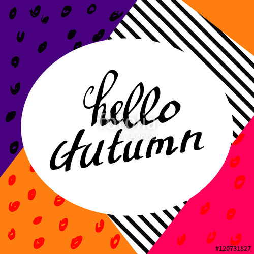 500x500 Hello Autumn Composition Drawing Perfect Hand Drawn Inscription