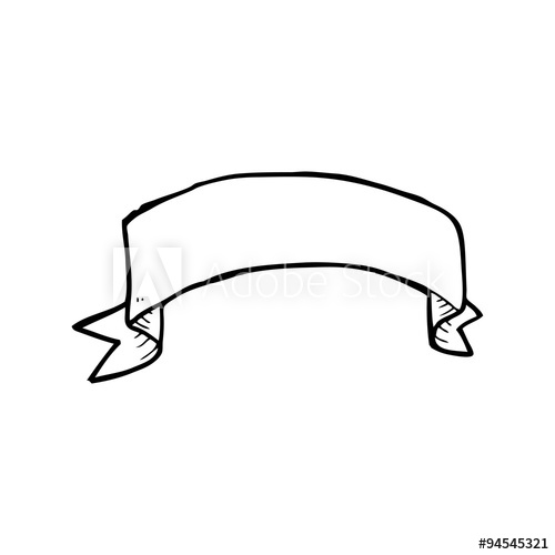 500x500 Line Drawing Cartoon Tattoo Scroll Banner