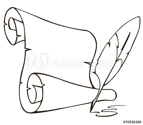 500x437 Old Paper Scroll And Feather