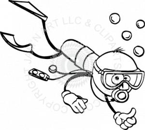 300x269 Scuba Diver Cartoon Clipart