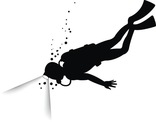 599x468 Scuba Diving Picture In Black And White Art Print