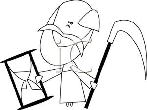 300x225 a drawing of a man holding an hourglass and scythe