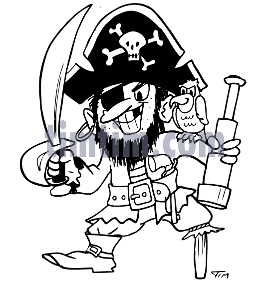 539x563 Free Drawing Of Pirate Captain Bw From The Category History