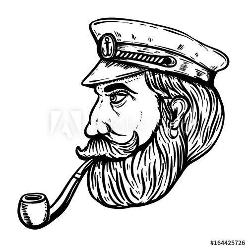 500x500 Illustration Of Sea Captain With Smoking Pipe Isolated On White