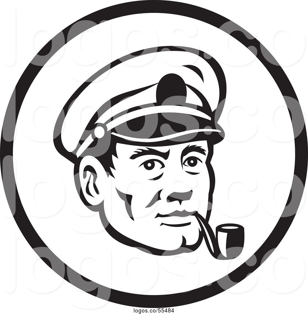 1024x1044 Logo Of Retro Black And White Sea Captain Smoking A Pipe