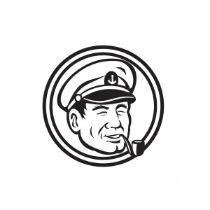 300x300 Sea Captain Pipe Smoke Circle Black And White Digital Art