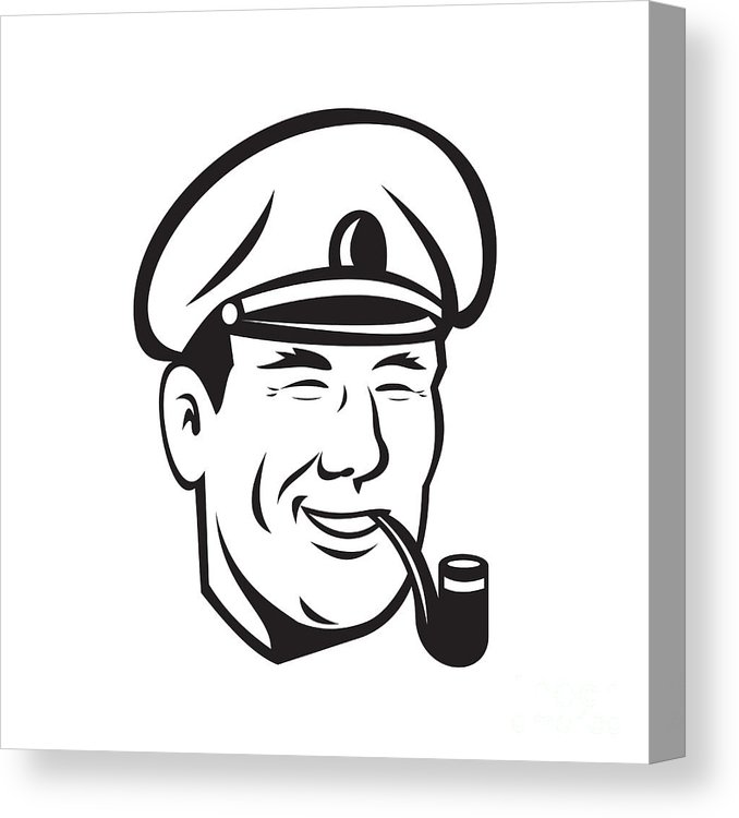 678x750 Sea Captain Smiling Smoke Pipe Retro Canvas Print Canvas Art