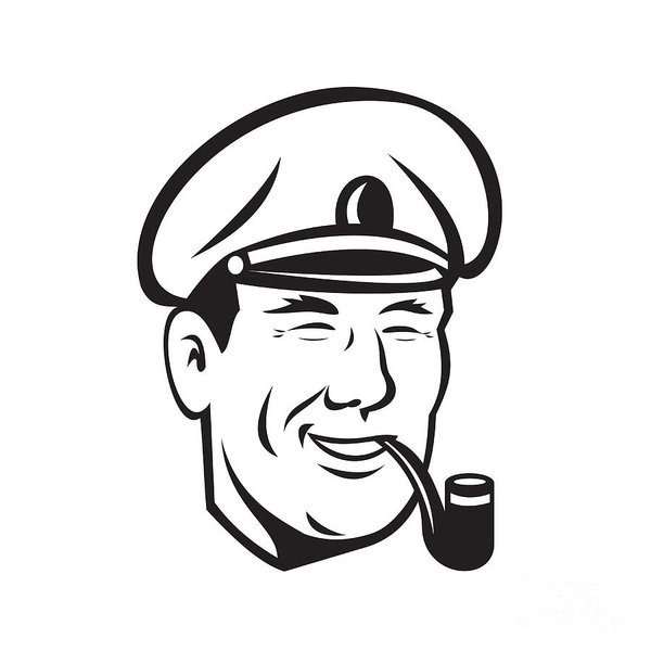 600x600 Sea Captain Smiling Smoke Pipe Retro Poster