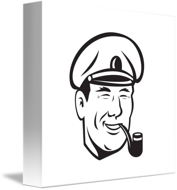 606x650 Sea Captain Smiling Smoke Pipe Retro