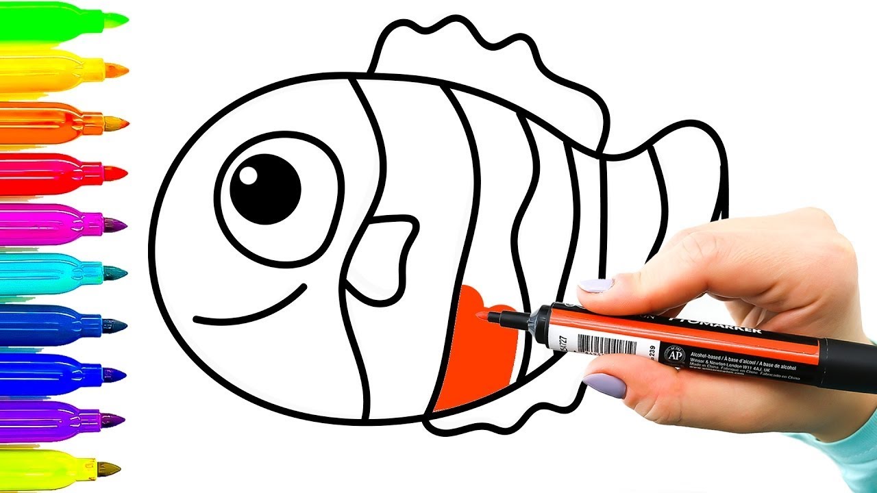 1280x720 Coloring Pages Sea Fish How To Draw Sea Fish For Children Art