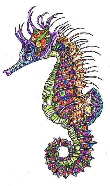 379x640 sea horse in doods,zens,patrns seahorse art, art, tangle art