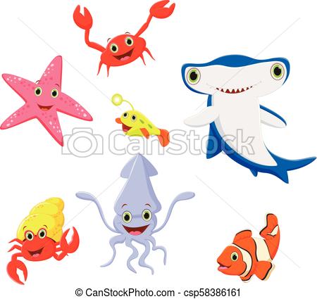 450x425 Illustration Of Funny Sea Life Cartoon Collection