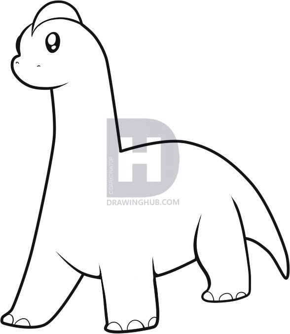 588x677 How To Draw A Dinosaur For Kids, Step