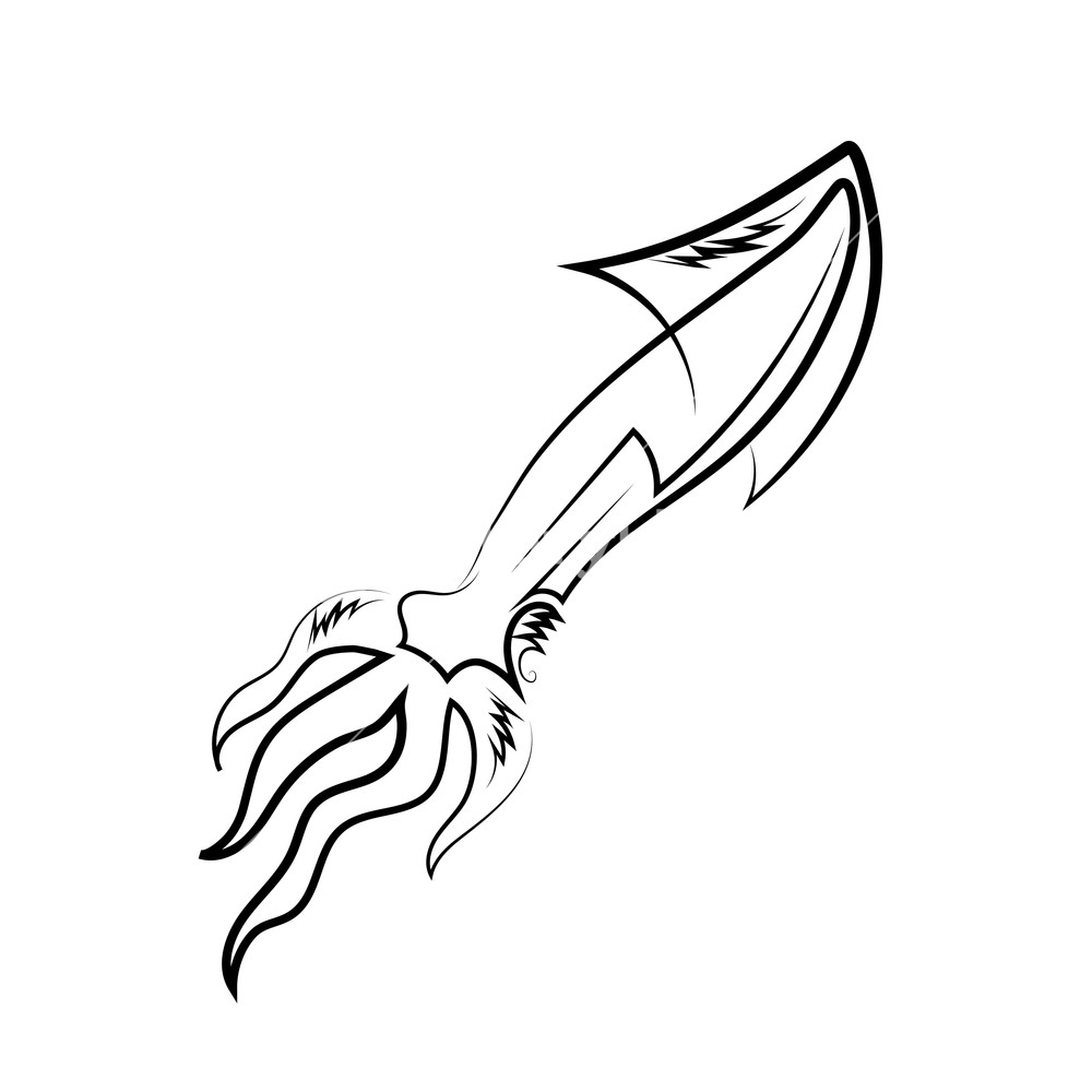 1000x1000 European Squid Silhouette Isolated On White Background Cute