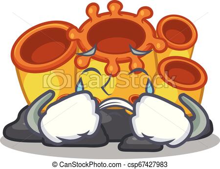 450x345 Crying Orange Sponge Coral Cartoon In Sea Vector Illustration