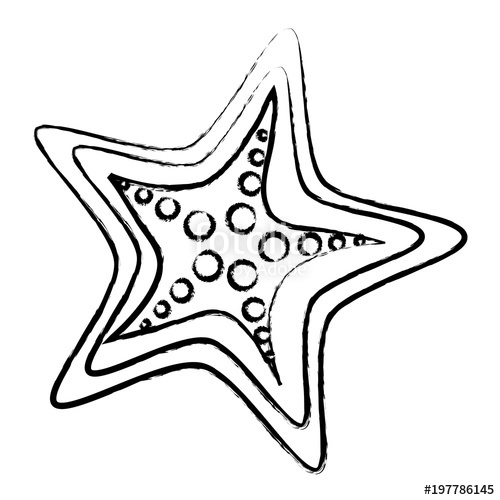 500x500 Sketch Of Sea Star Icon Over White Background, Vector Illustration