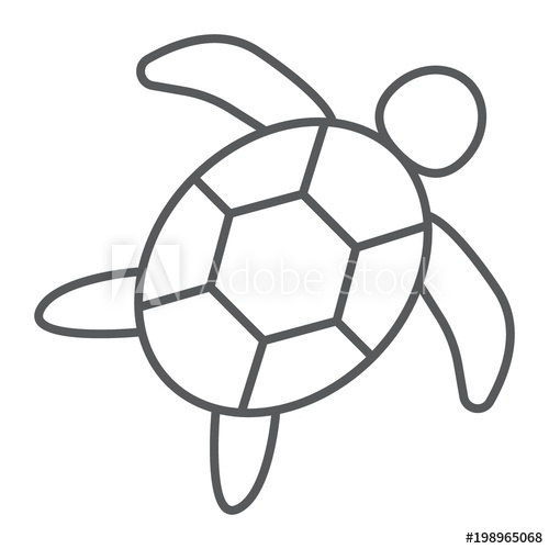 500x500 Sea Turtle Thin Line Icon, Animal And Underwater, Aquatic Sign