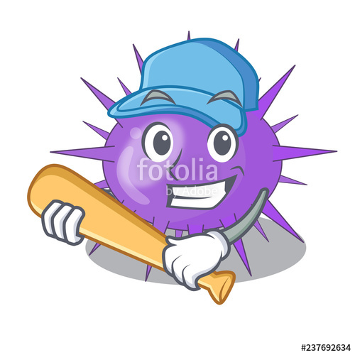 500x500 Playing Baseball Sea Urchin Drawing Engraving Ink Cartoon Stock