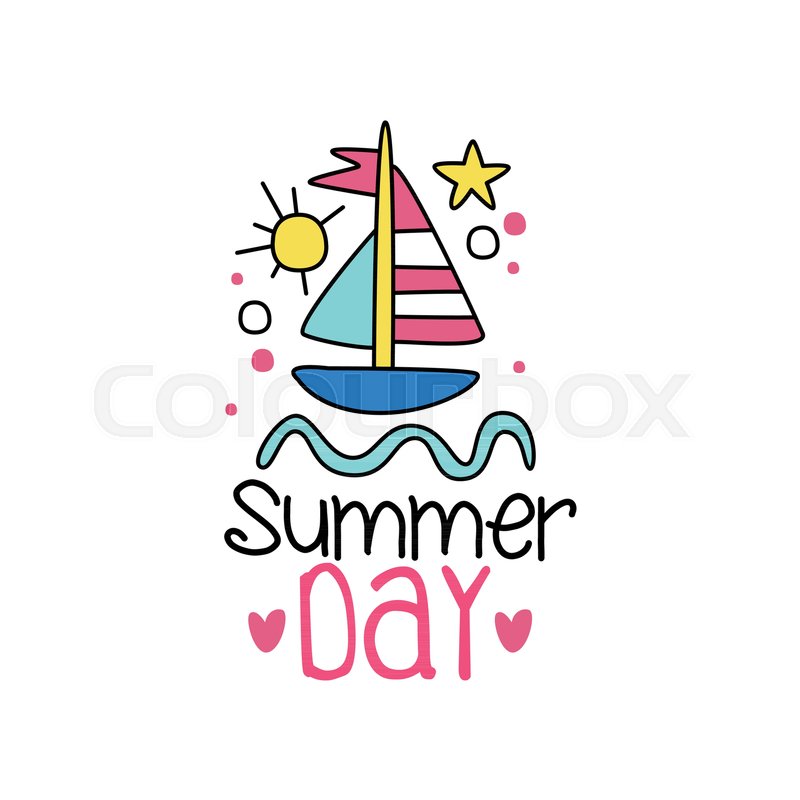 800x800 Colorful Label With Boat On Waves Sea Stock Vector Colourbox