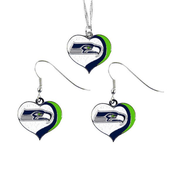600x600 Shop Nfl Seattle Seahawks Sports Team Logo Glitter Heart Necklace