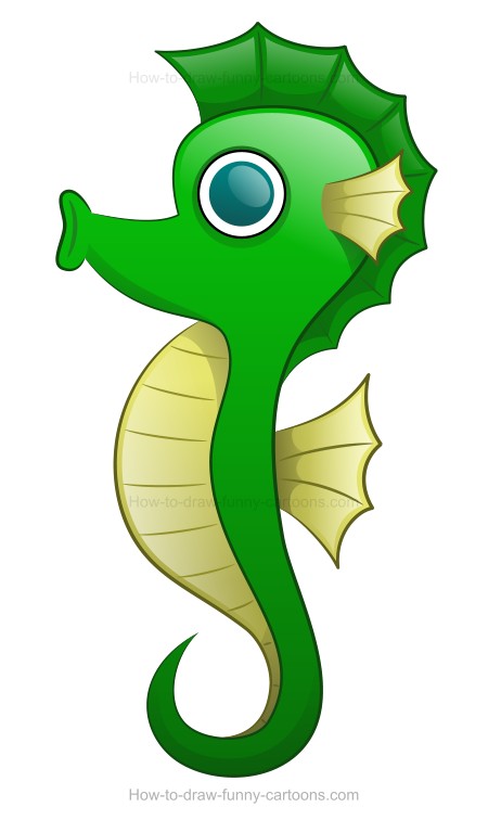 450x756 How To Draw A Cartoon Seahorse