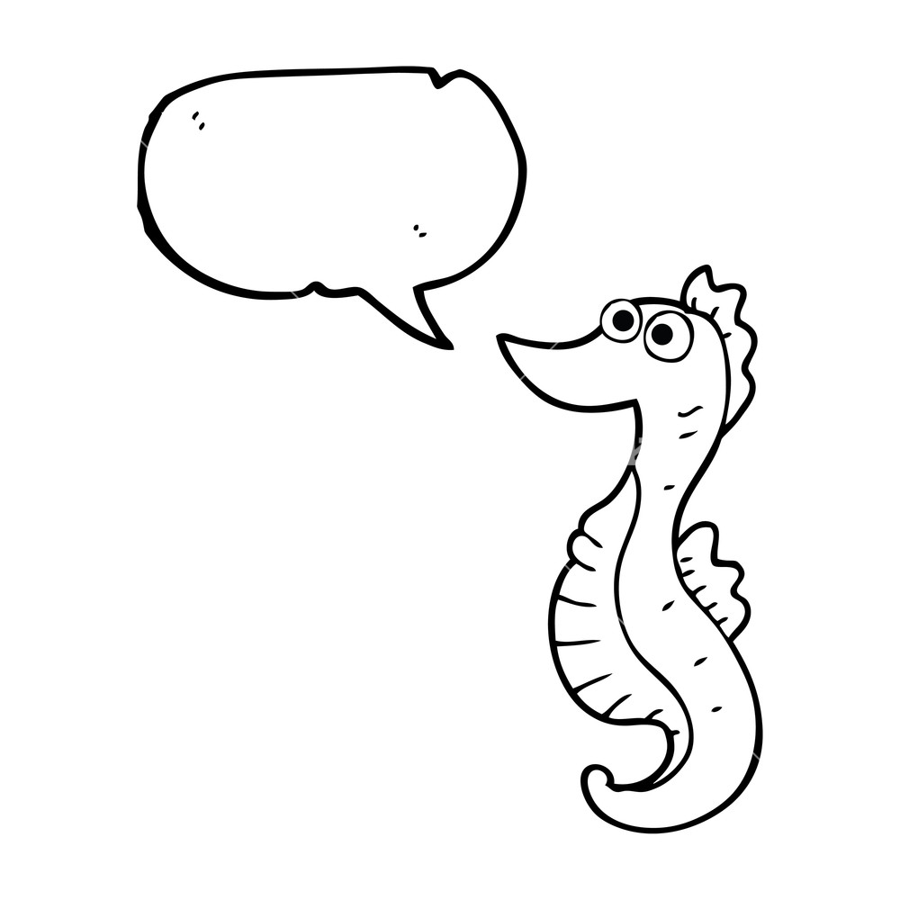 1000x1000 Freehand Drawn Speech Bubble Cartoon Seahorse Royalty Free Stock