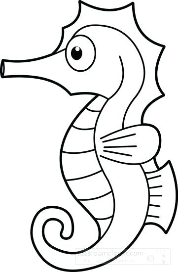 361x550 Outline Of A Seahorse Seahorse Drawing Step