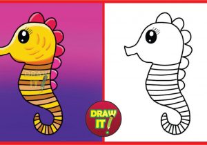 300x210 Seahorse Easy Drawing Sea Horse