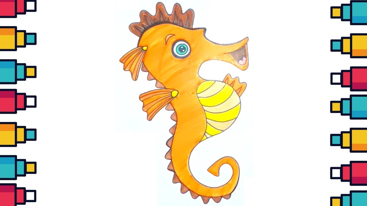 1280x720 How To Draw Seahorse For Kids Step