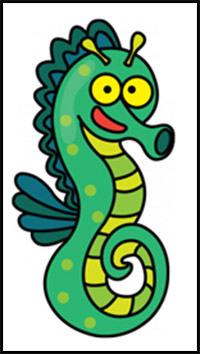 200x354 how to draw seahorses drawing tutorials drawing how to draw