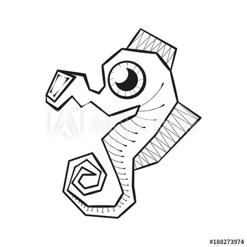 500x500 Seahorse Drawing Illustration