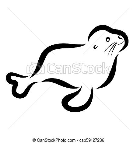 450x470 A Small Merry Fur Seal, A Sketch Of Black Lines