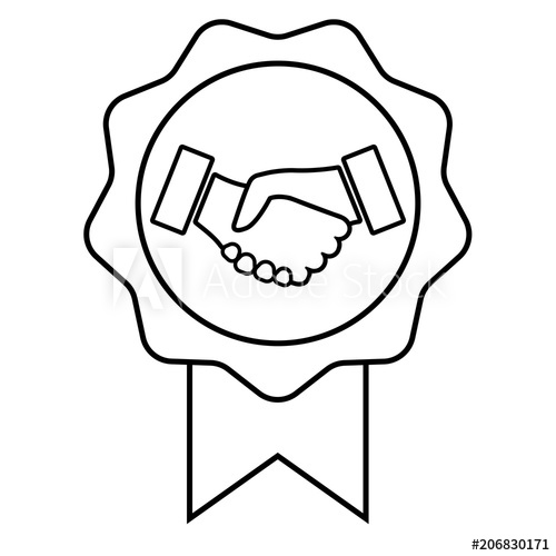500x500 Partnership Seal Line Icon Official Seal With Partner Handshake