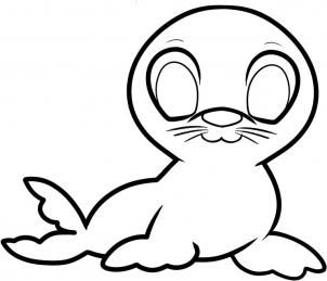 302x259 Cute Seal Draw With Rhi Drawings, Easy Drawings, Animals For Kids