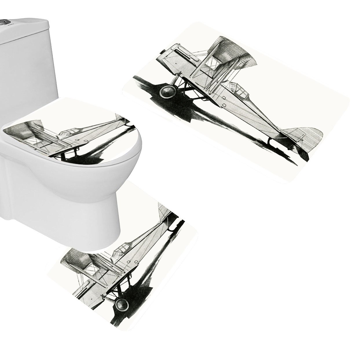 1250x1250 Ofloral Pieces Bathroom Rugs Vintage Airplane