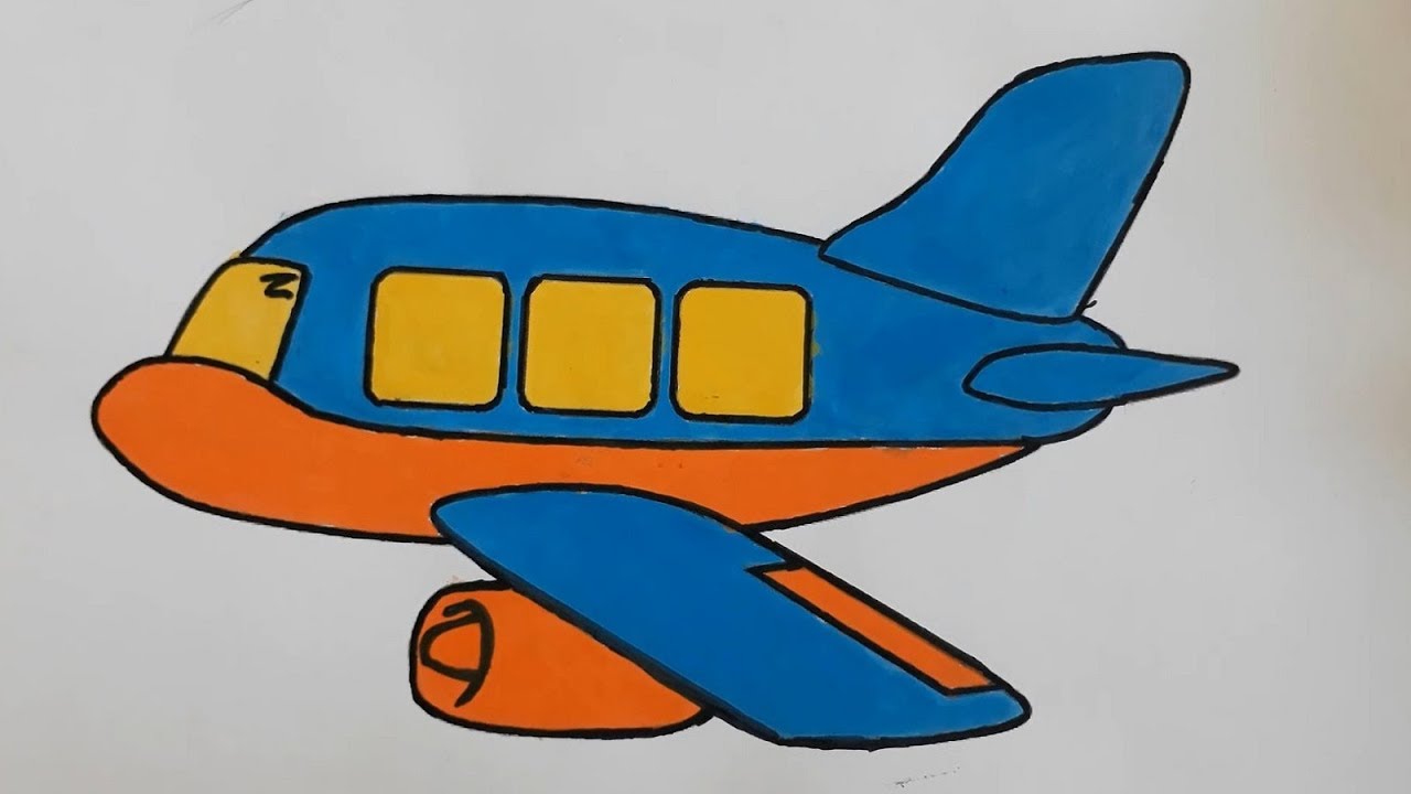 1280x720 How To Drawing Color Airplane For Kids Step
