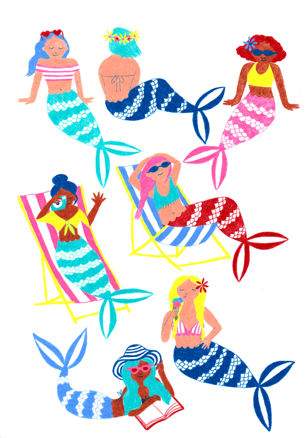 617x877 Seaside Mermaid Pattern Emma Carpenter Illustration