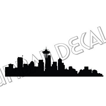 355x355 Seattle Skyline Decal, Vinyl Sticker For Car Window