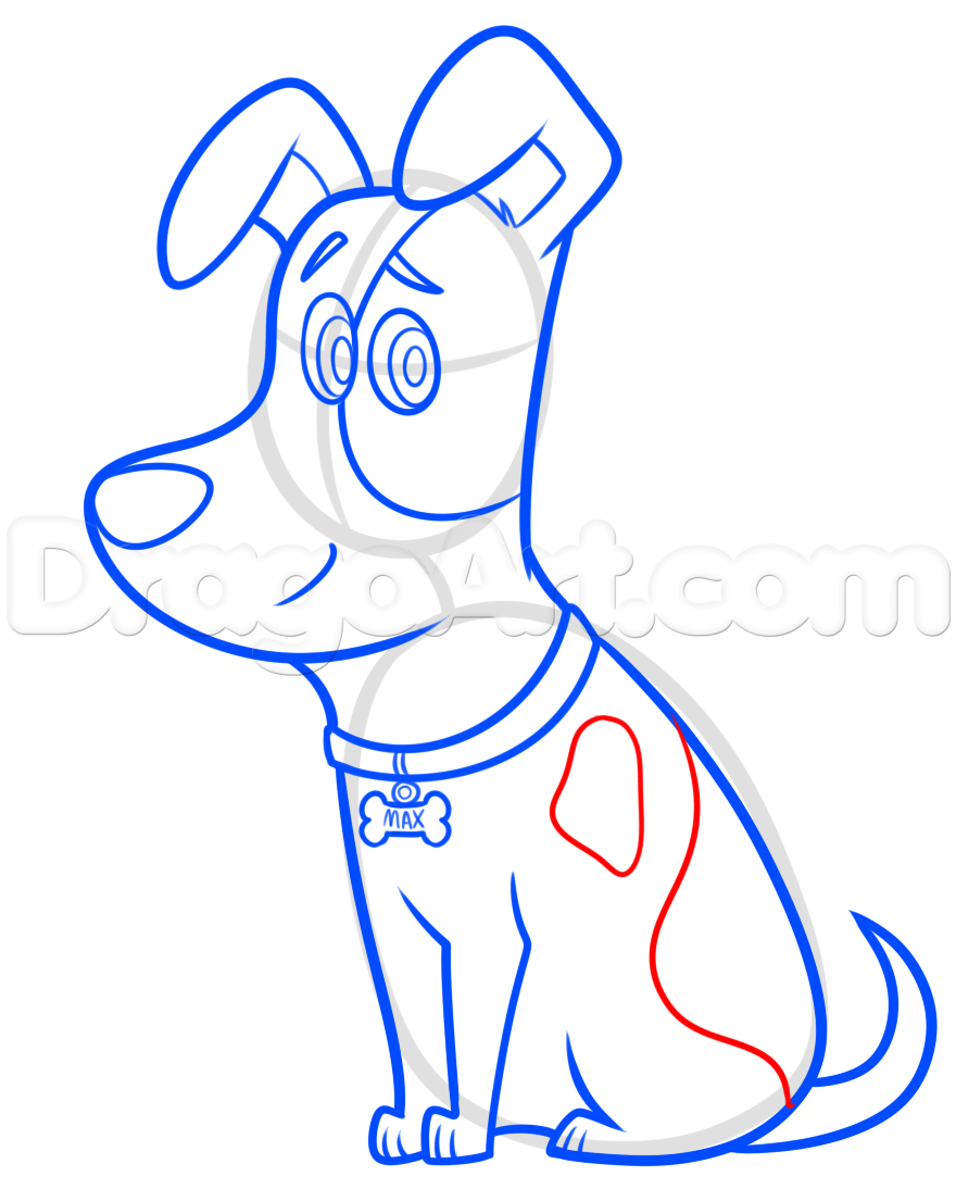 880x1094 How To Draw Max From The Secret Life Of Pets, Step