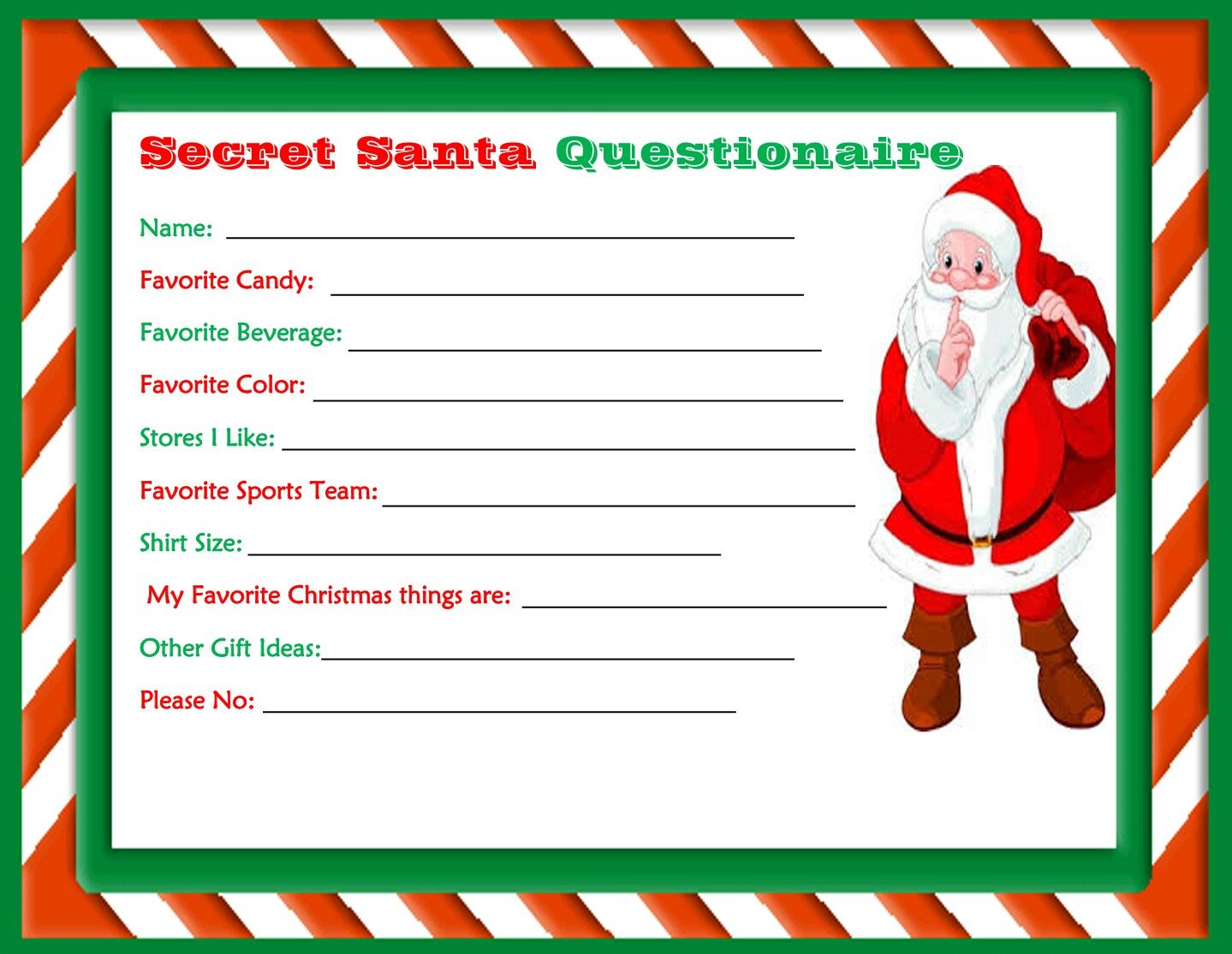 Free Secret Santa Forms Printable Printable Forms Free Online