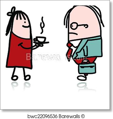 362x382 Secretary Girl Bring Hot Coffee For Boss, Art Print Barewalls