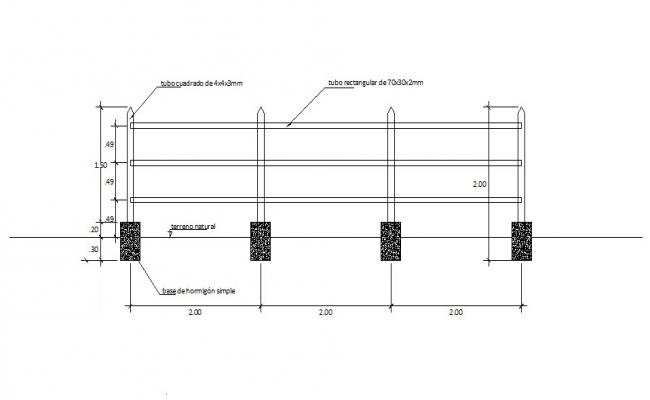650x400 Perimeter Fence Section Cad Drawing Details Dwg