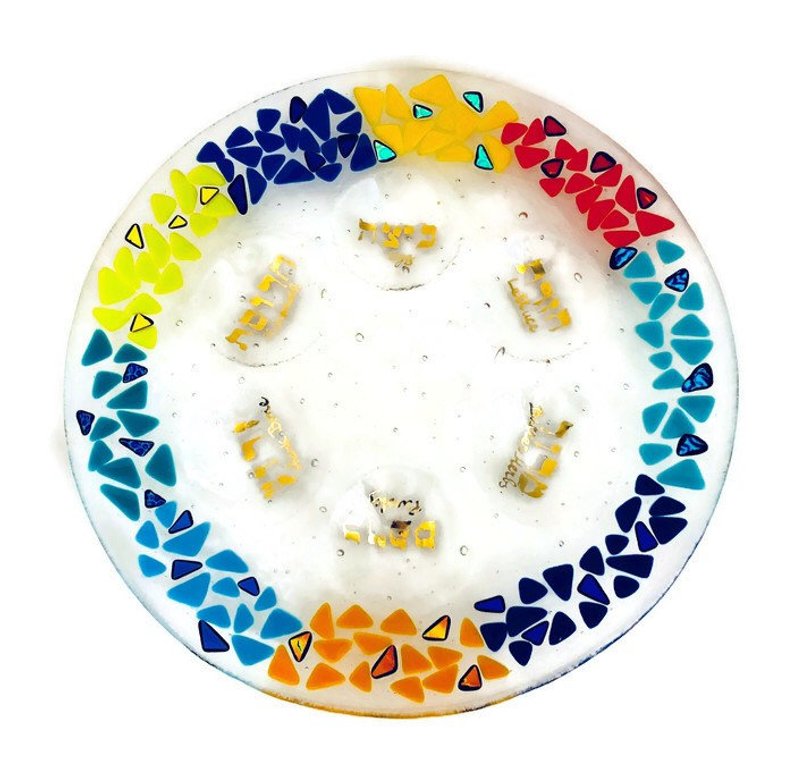 794x776 Judaica Fused Glass Art Seder Plate Passover Jewish Etsy