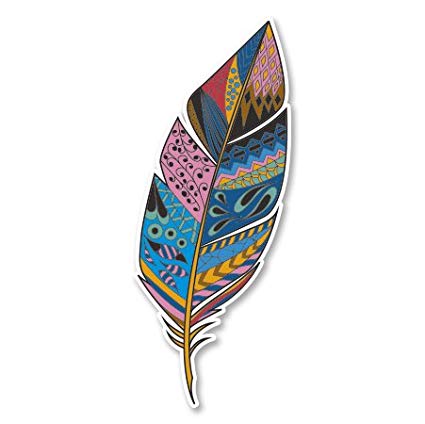 425x424 Feather Artistic Drawing Design Vinyl Sticker